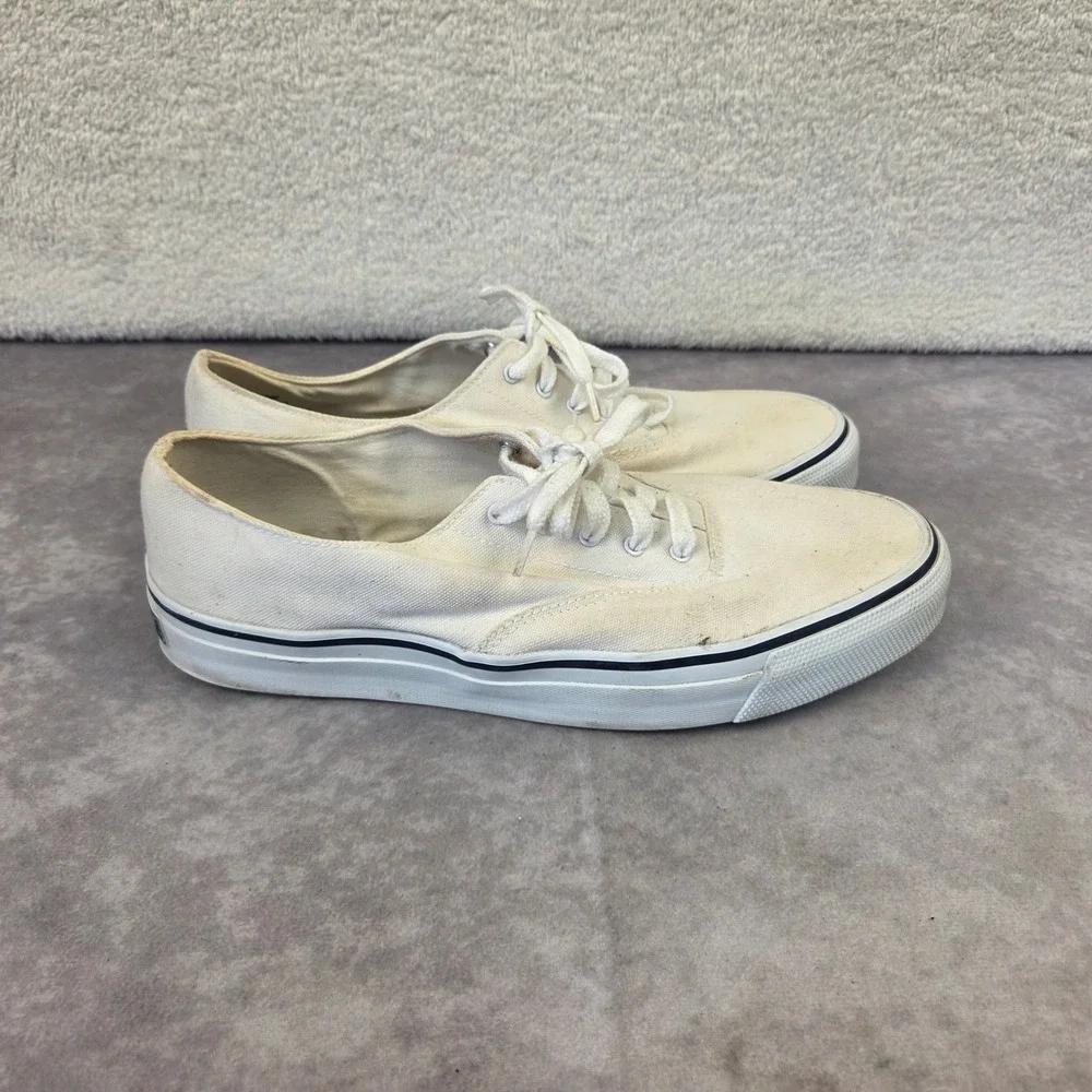 Sperry Top-Sider Marine Mens 10M Cream Canvas Low Top Sneakers 0563551